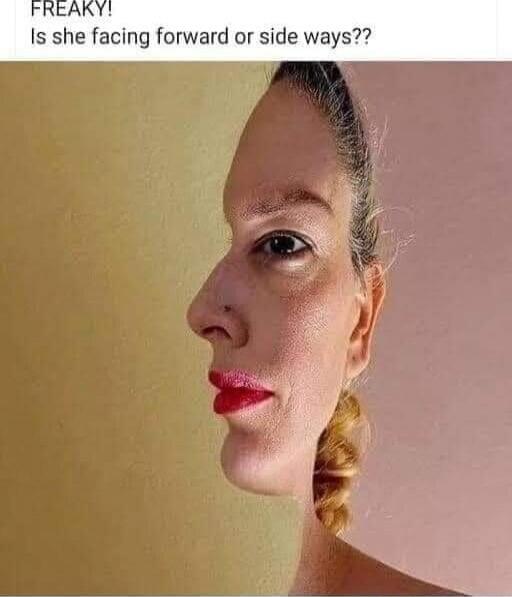FREAKY! Is she facing forward or side ways??