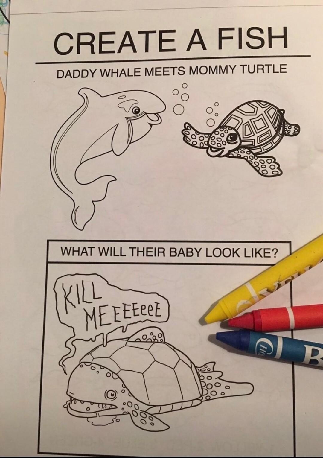 CREATE A FISH DADDY WHALE MEETS MOMMY TURTLE