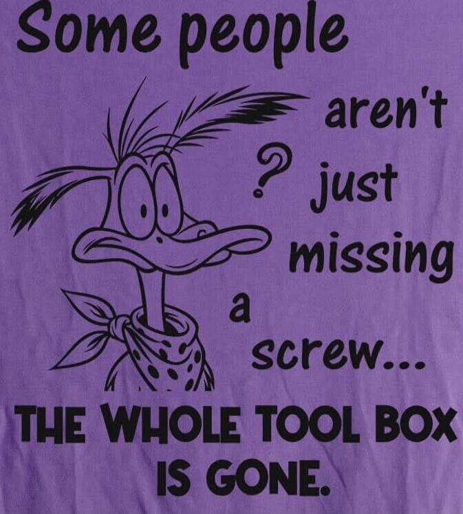 Some people aren't just missing a screw... THE WHOLE TOOL BOX IS GONE.
