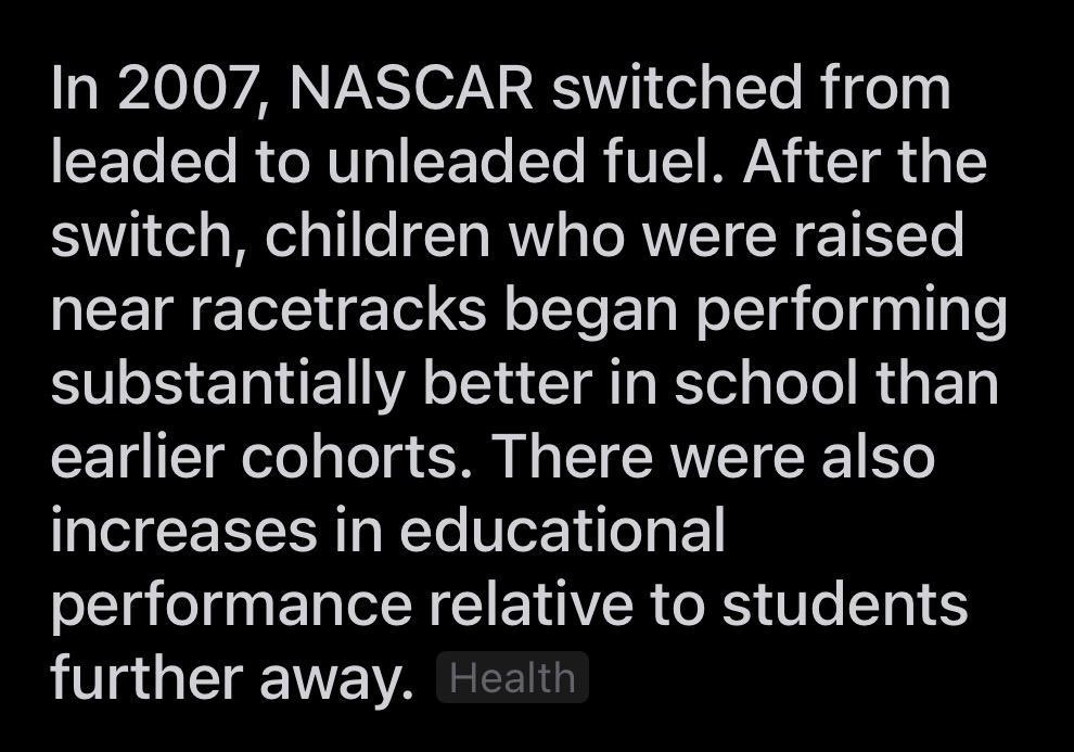 In 2007 NASCAR switched from CET LT R ORVTQI LR To Yo R VI NN 4 T switch children who were raised near racetracks began performing SV ETE WA Tl TR Rl g ToTe R 3 ET earlier cohorts There were also increases in educational performance relative to students further away Heain UWpressorg in Science by smurfyjenkins 1 611K Q19K 14h 2