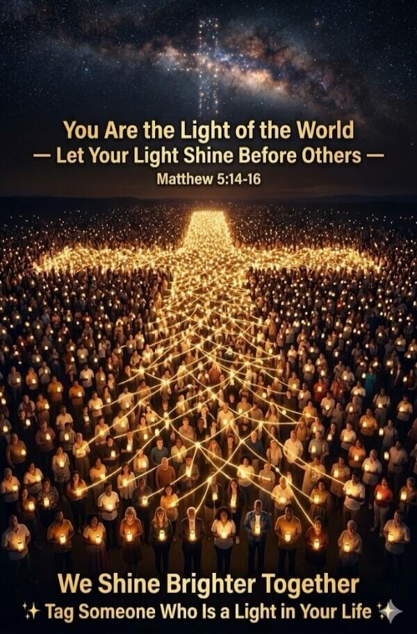 You Are the Light of the World — Let Your Light Shine Before Others — Matthew 5:14-16 We Shine Brighter Together ✨ Tag Someone Who Is a Light in Your Life ✨