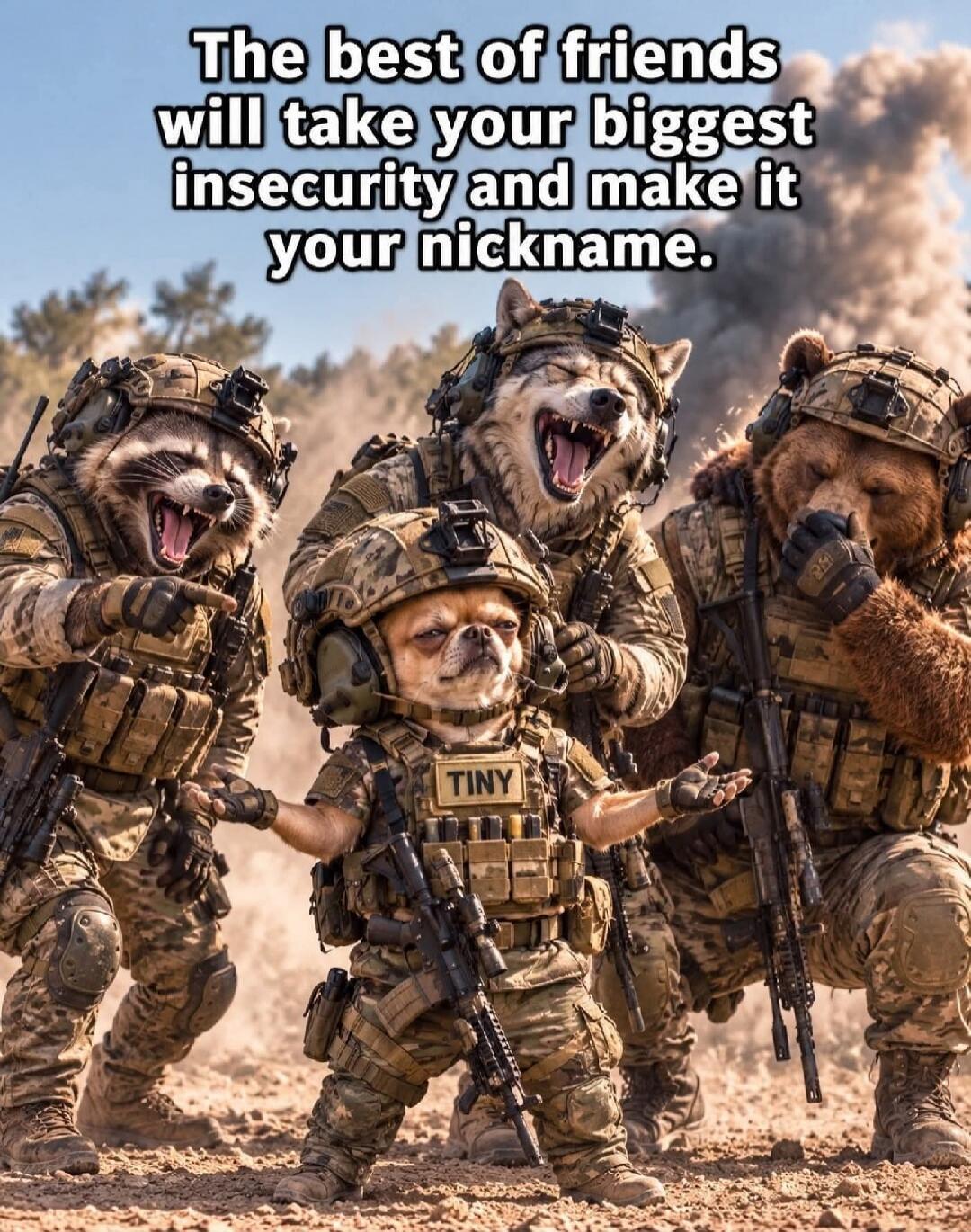 The best of friends will take your biggest insecurity and make it your nickname. TINY