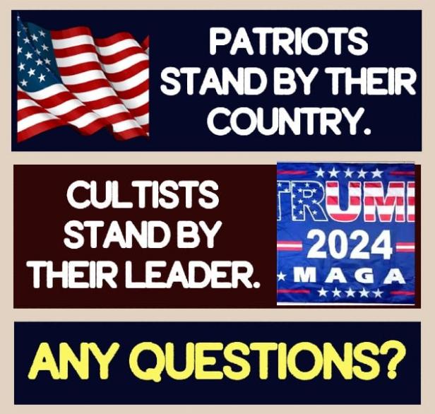 iis _PATRIOTS i STAND BY THEIR COUNTRY ok kA CULTISTS TR B STANDBY _92024 THEIRLEADER M AG A k