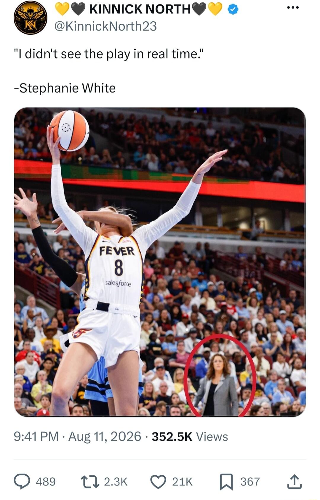 I didn't see the play in real time. -Stephanie White