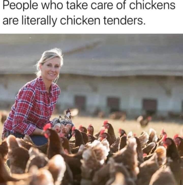 People who take care of chickens are literally chicken tenders