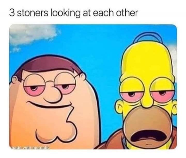 3 stoners looking at each other made with mematic