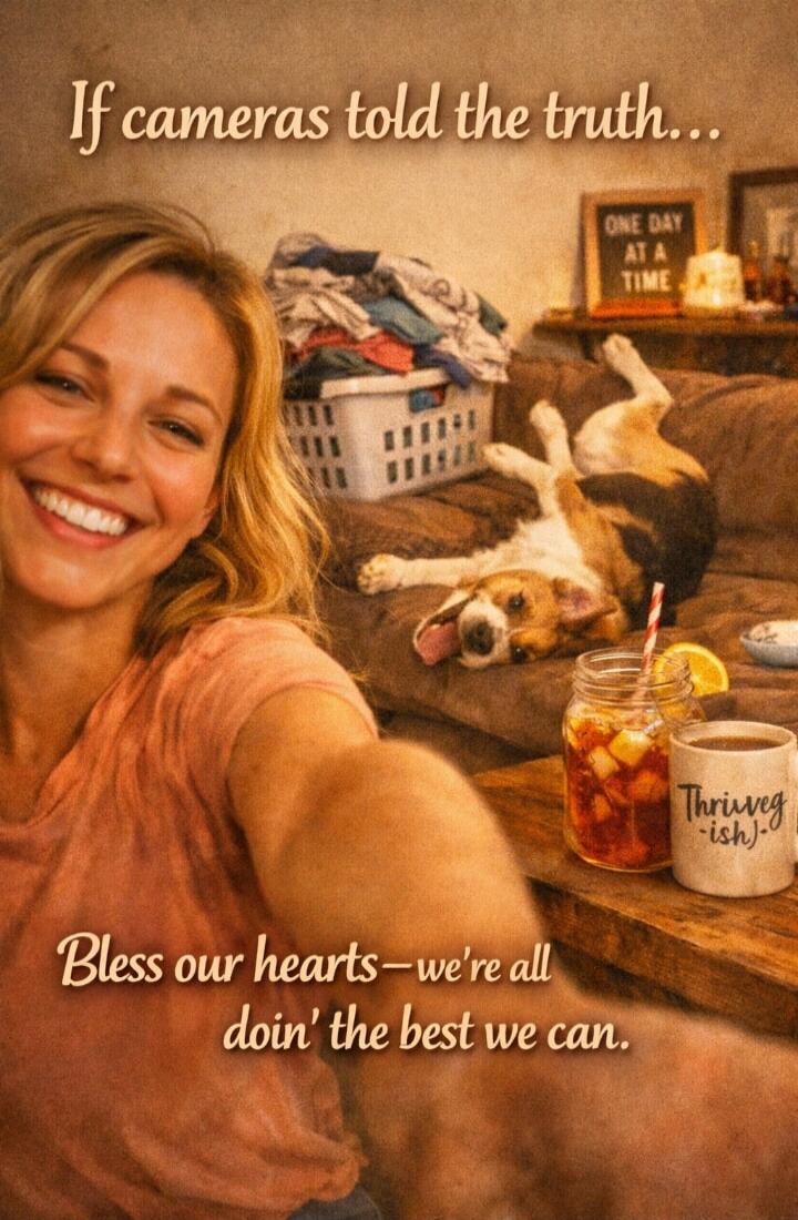 If cameras told the truth... ONE DAY AT A TIME Thriveg-ish Bless our hearts—we're all doin' the best we can.