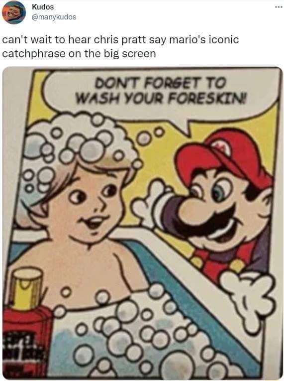 Kudos cant wait to hear chris pratt say marios iconic catchphrase on the big screen