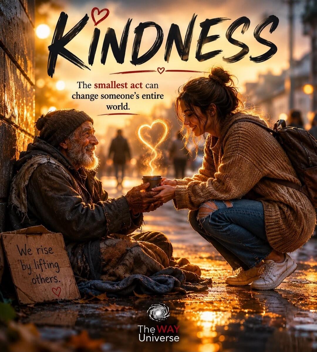 KINDNESS. The smallest act can change someone's entire world. We rise by lifting others. The WAY Universe.