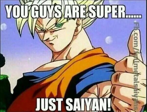 YOU GUYS ARE SUPER...... JUST SAIYAN!