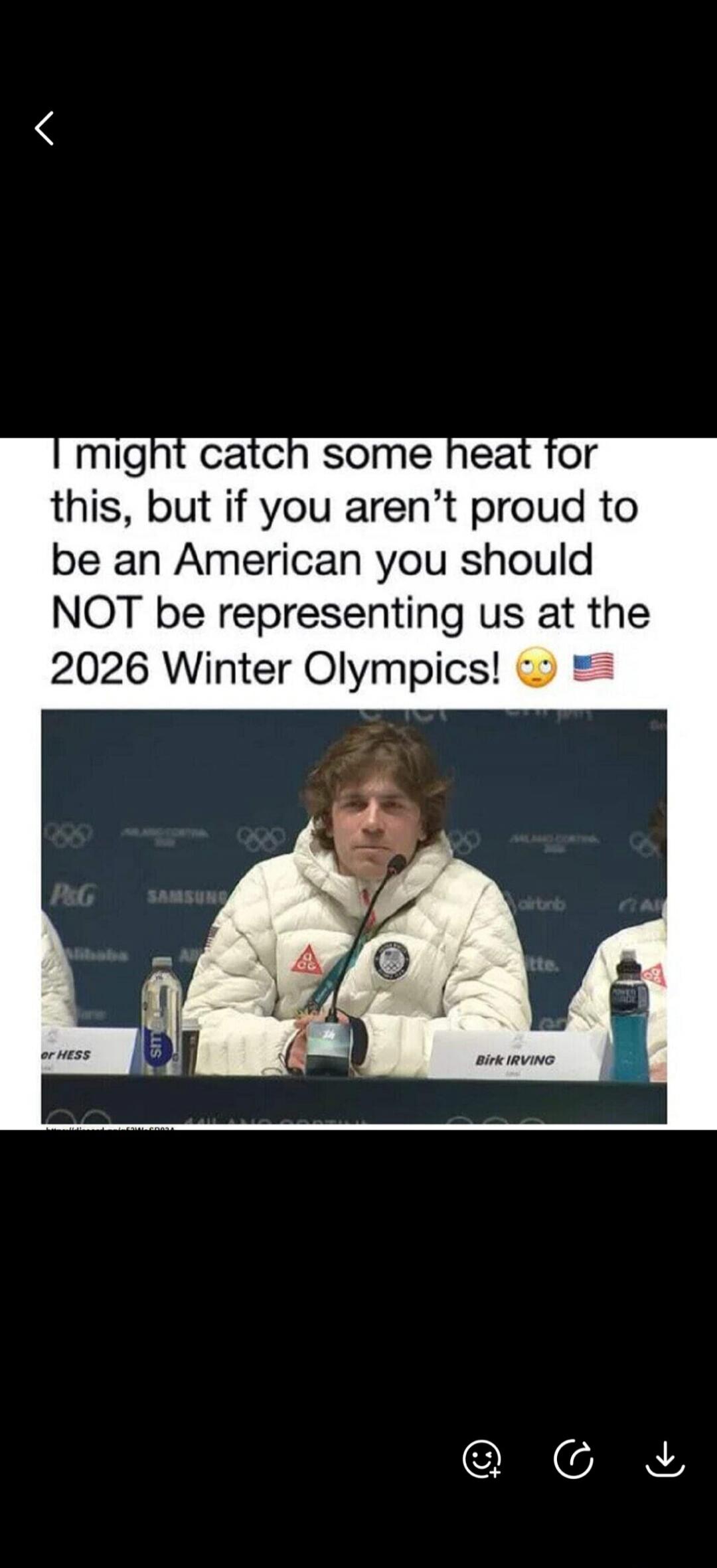 I might catch some heat for this, but if you aren't proud to be an American you should NOT be representing us at the 2026 Winter Olympics!