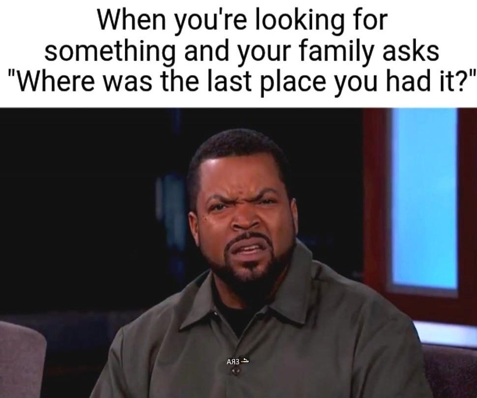 When you're looking for something and your family asks 