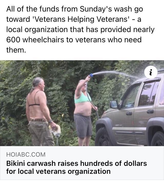 All of the funds from Sundays wash go toward Veterans Helping Veterans a local organization that has provided nearly 600 wheelchairs to veterans who need them HOIABCCOM Bikini carwash raises hundreds of dollars for local veterans organization