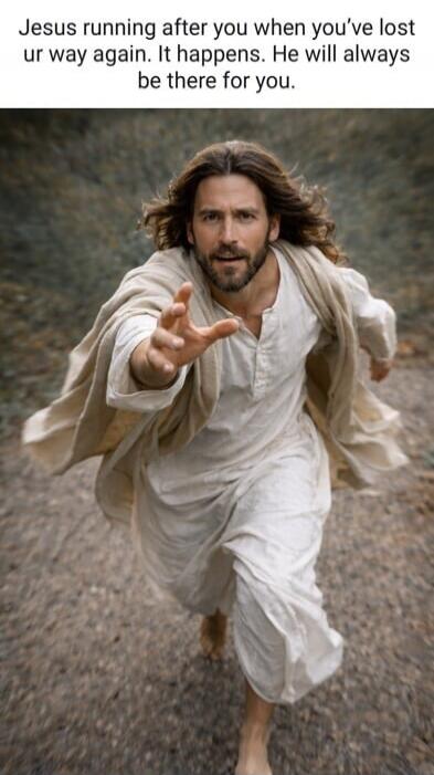 Jesus running after you when you’ve lost ur way again. It happens. He will always be there for you.