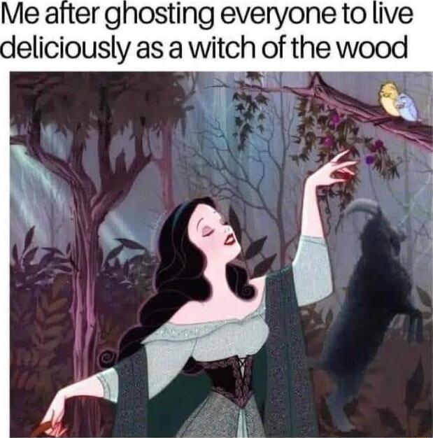 Me after ghosting everyone to live deliciously as a Wtch of the wood