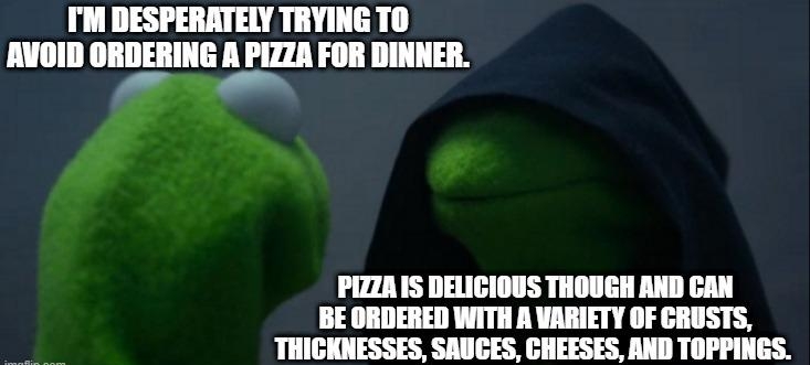 PIZZA IS DELICIOUS THOUGH AND CAN BE ORDERED WITH A VARIETY OF CRUSTS THICKNESSES SAUCES CHEESES AND TOPPINGS