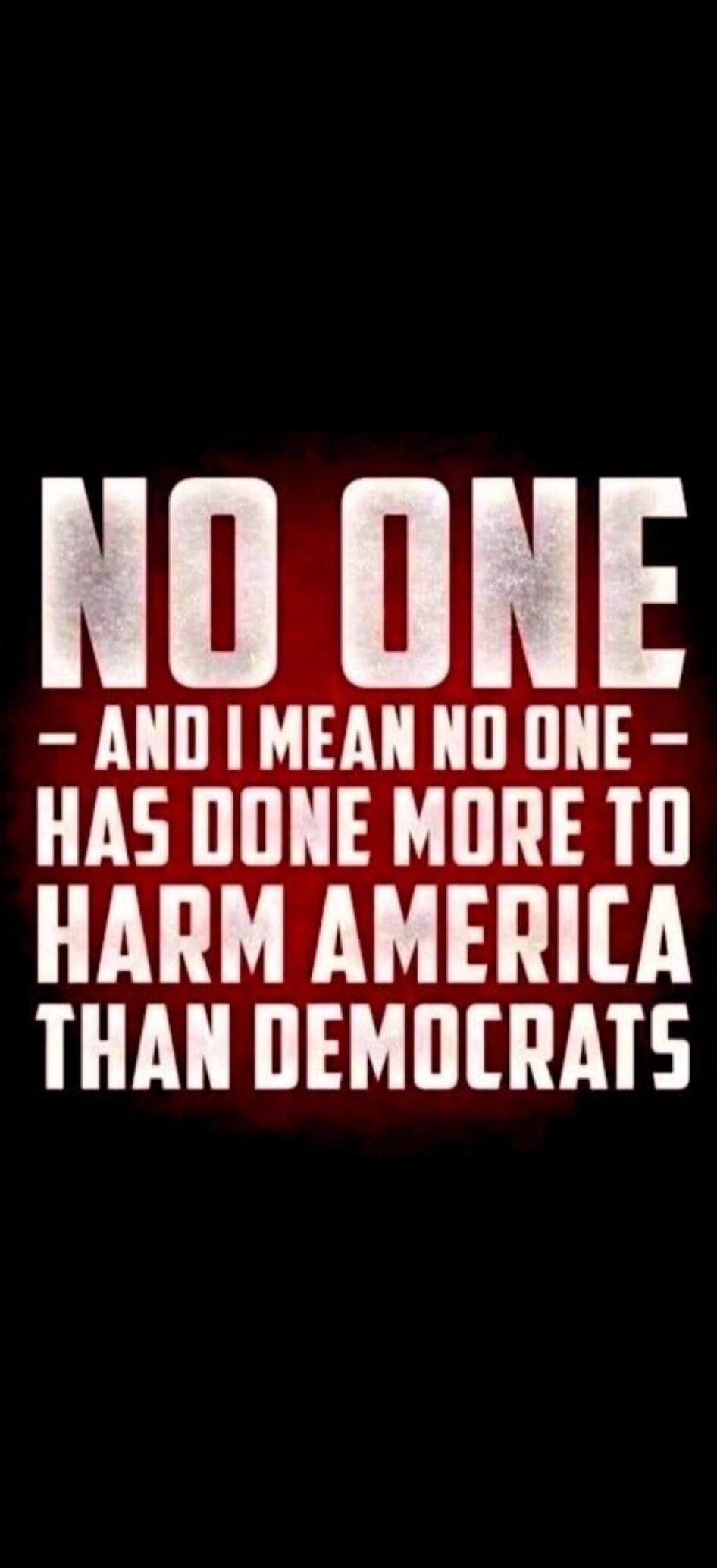 NO ONE - AND I MEAN NO ONE - HAS DONE MORE TO HARM AMERICA THAN DEMOCRATS
