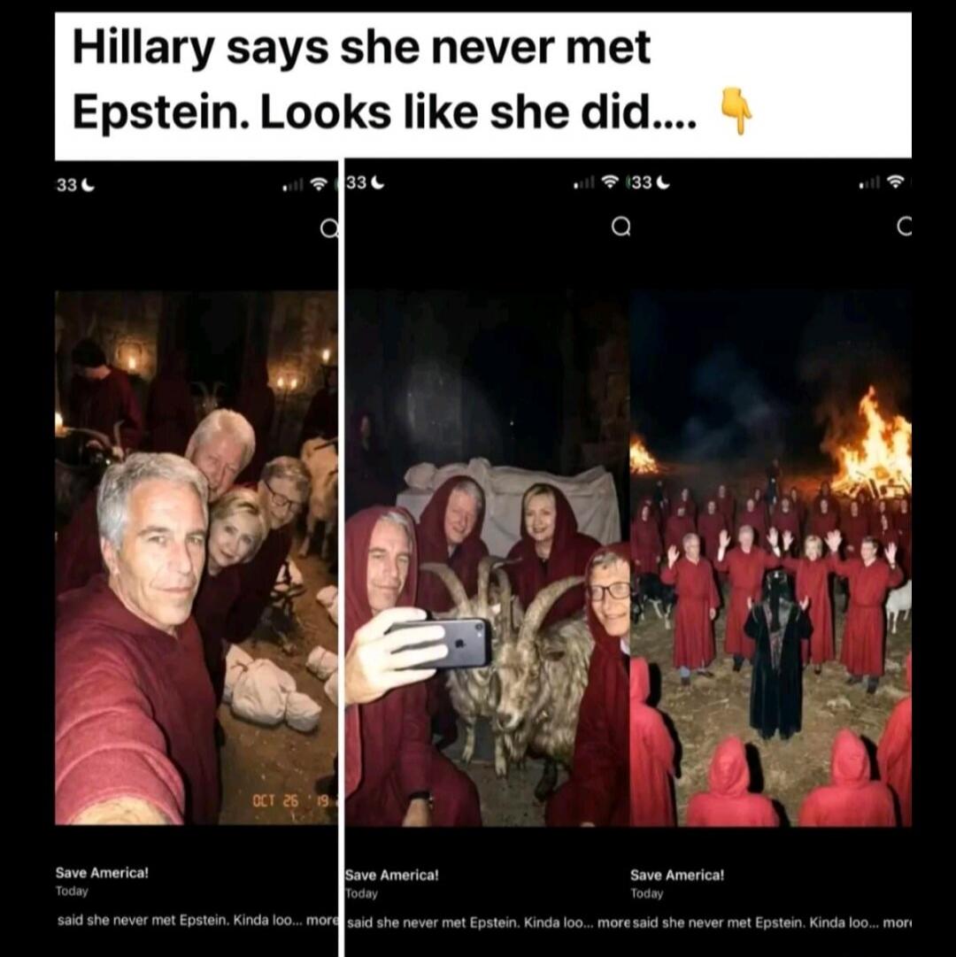 Hillary says she never met Epstein. Looks like she did.... Save America! Today said she never met Epstein. Kinda loo... more said she never met Epstein. Bunda loo... mom