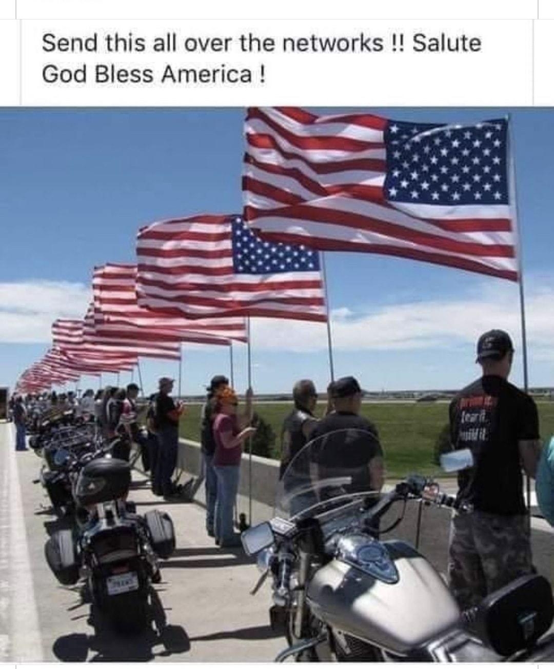 Send this all over the networks Salute God Bless America