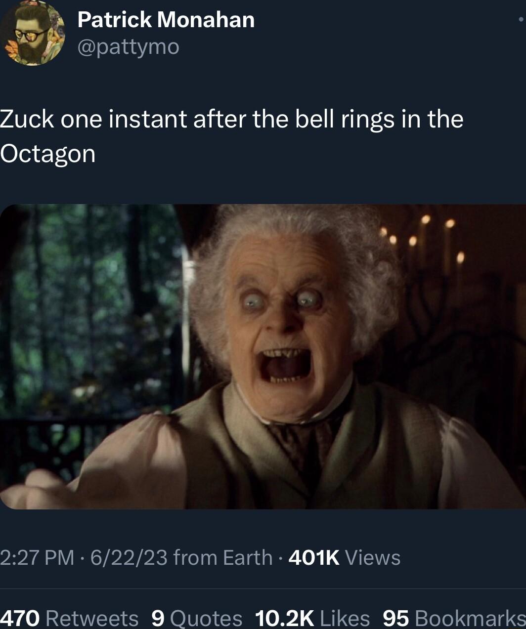 s Patrick Monahan pattymo AV O RS ER T CTR TR RS R G Octagon 227 PM 62223 from Earth 401K Views 470 Retweets 9 Quotes 102K Likes 95 Bookmarks