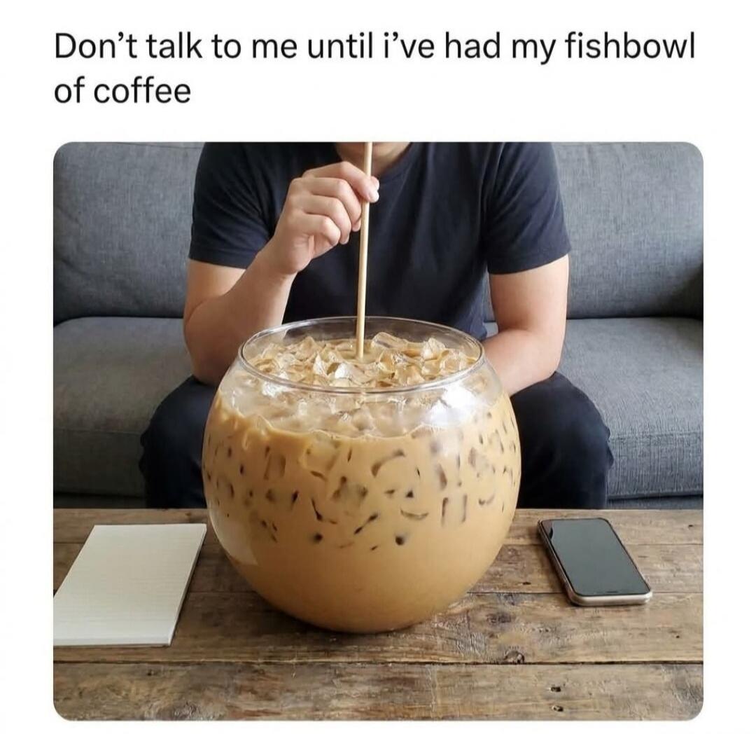 Don't talk to me until i've had my fishbowl of coffee