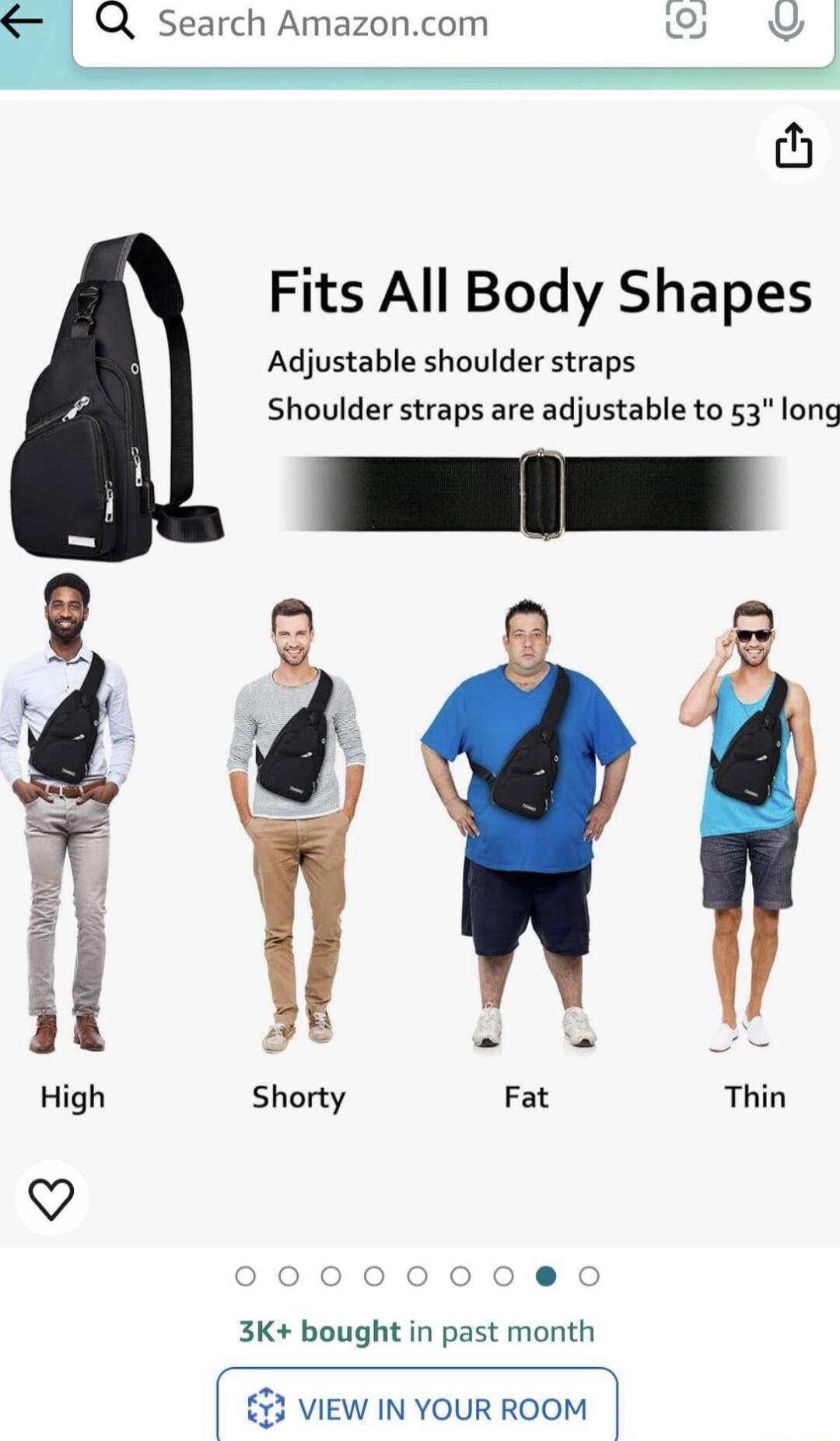 Q Search Amazoncom CIER Y Fits All Body Shapes Adjustable shoulder straps Shoulder straps are adjustable to 53 long 3K bought in past month 33 VIEW IN YOUR ROOM