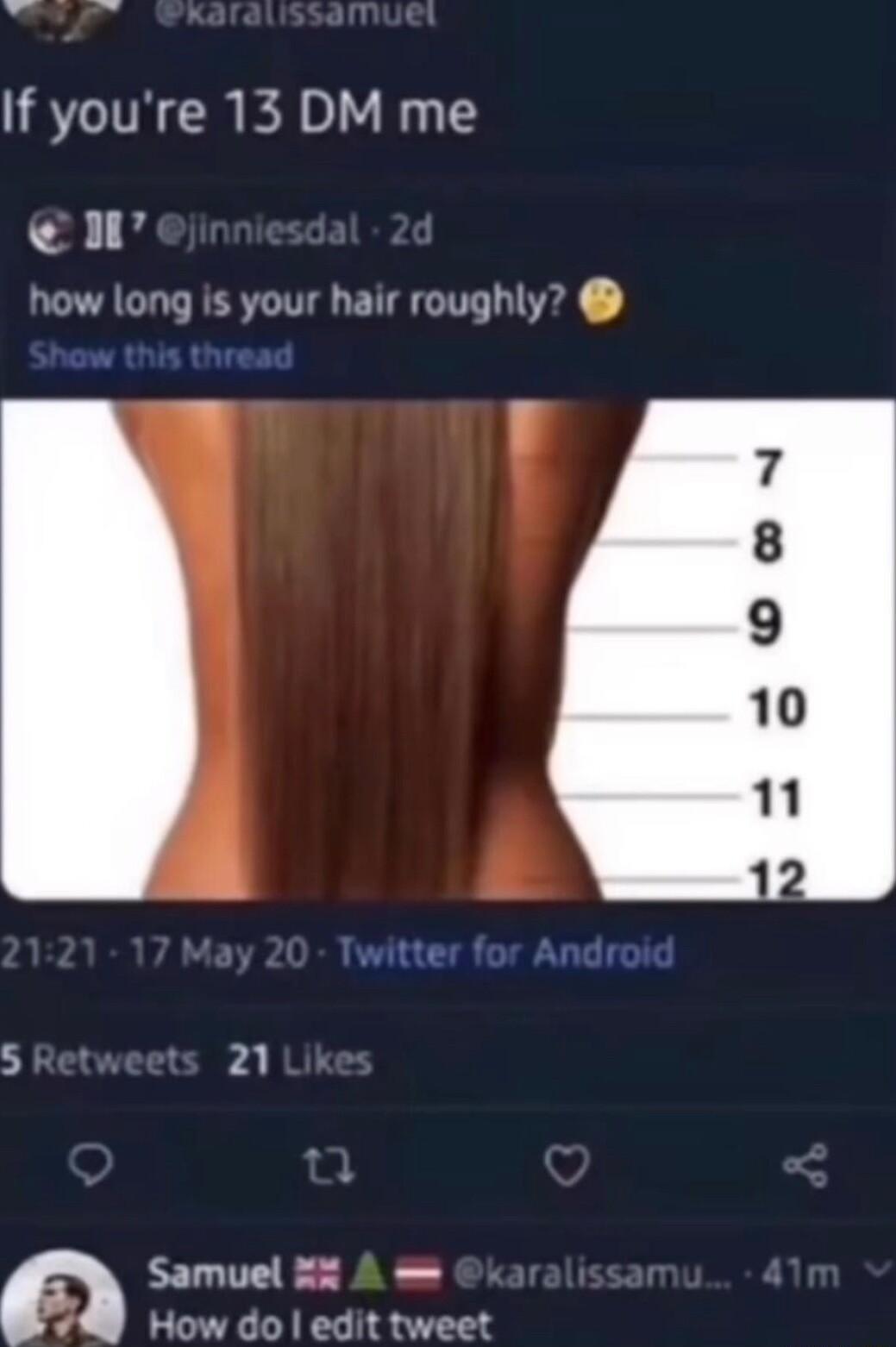 RN CRER U T how long is your hair roughly z Samuel XX A v Howdoled t