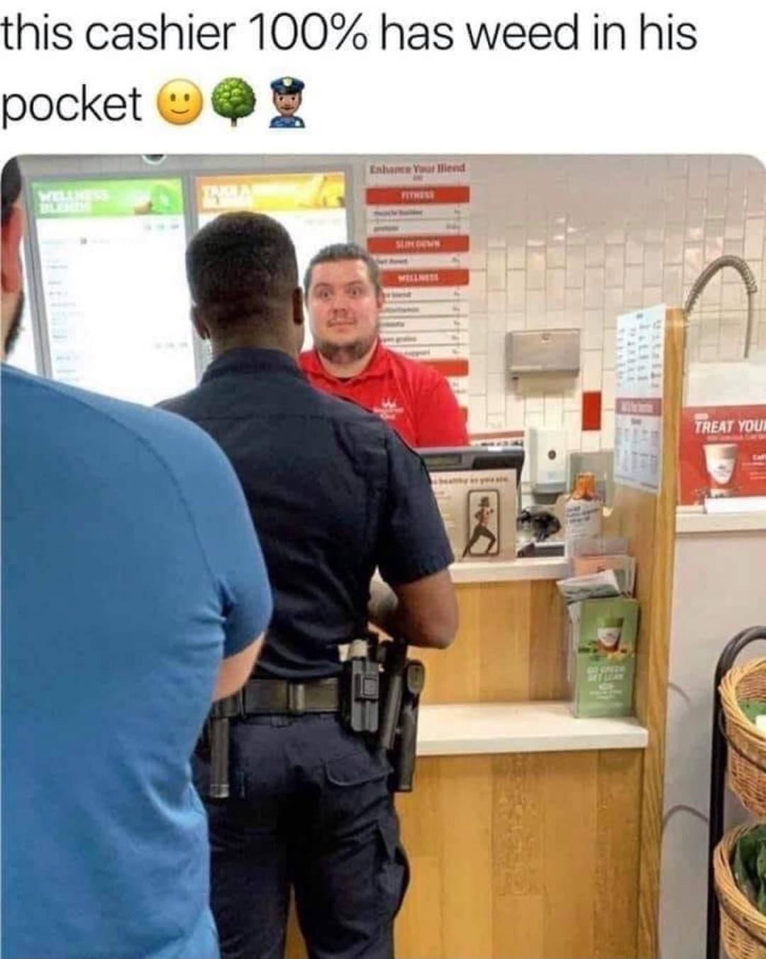 this cashier 100 has weed in his pocket 8