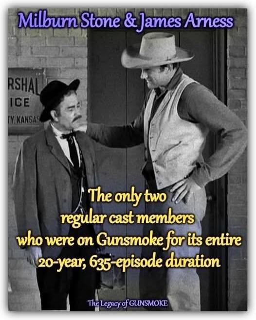 Milburn Stone & James Arness
The only two regular cast members who were on Gunsmoke for its entire 20-year, 635-episode duration
The Legacy of GUNSMOKE