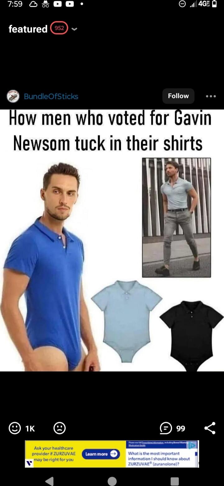 How men who voted for Gavin Newsom tuck in their shirts