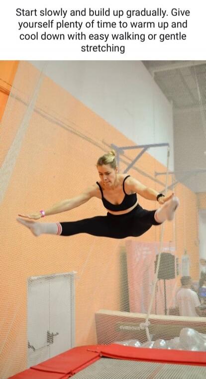 Start slowly and build up gradually. Give yourself plenty of time to warm up and cool down with easy walking or gentle stretching