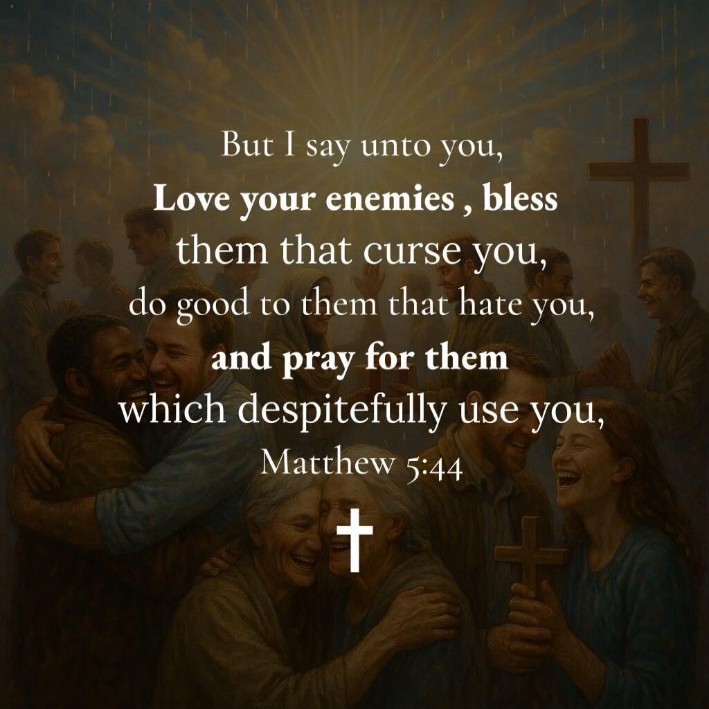 But I say unto you, Love your enemies, bless them that curse you, do good to them that hate you, and pray for them which despitefully use you, Matthew 5:44