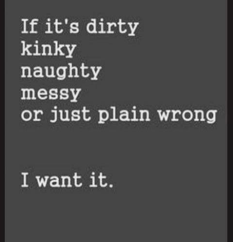 If it's dirty kinky naughty messy or just plain wrong I want it.