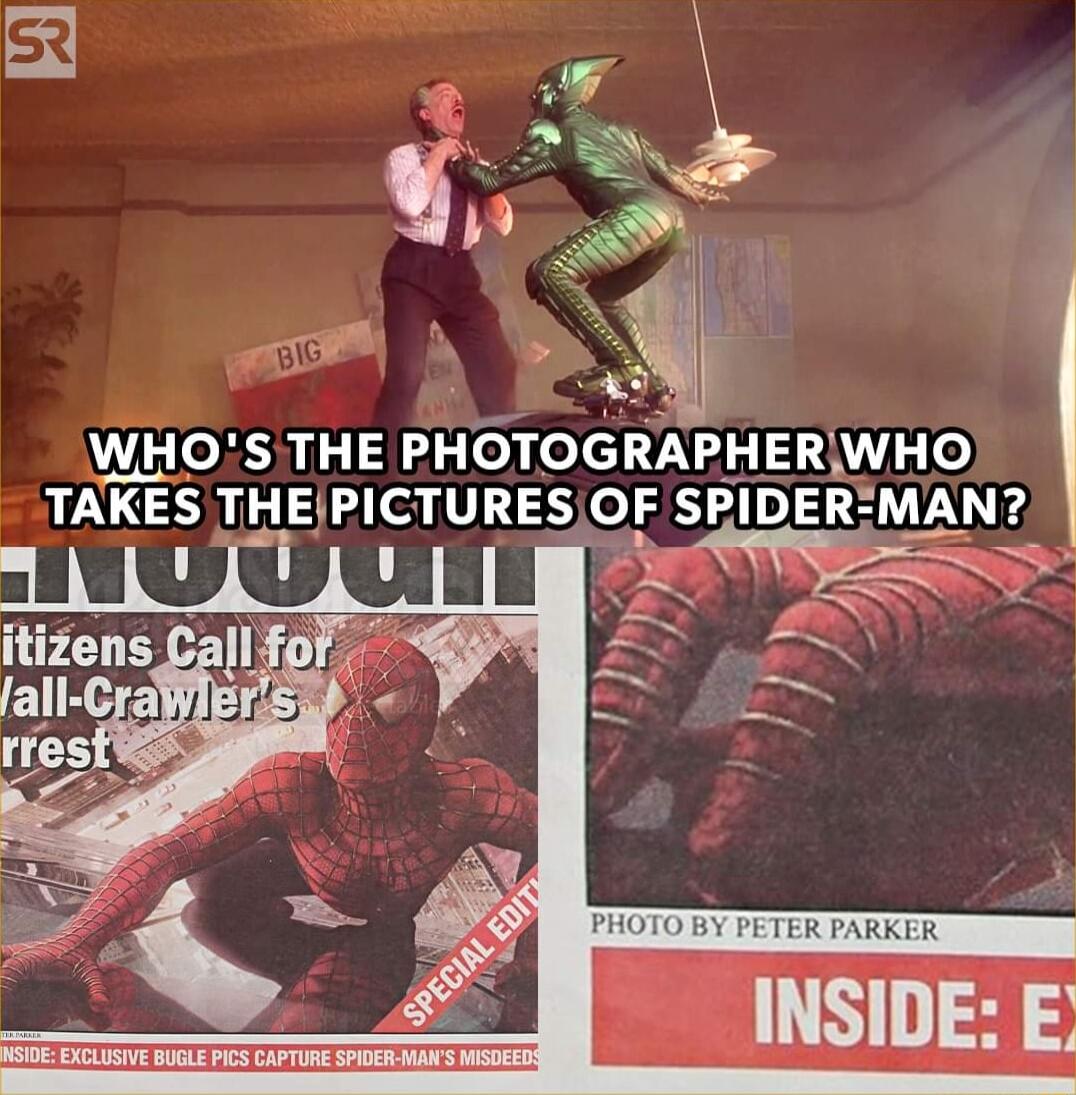 WHOS THE PHOTOGRAPHER WHO TAKES THIEPICTURES 13 SPIDER MAN PHOTO BY PETER PARKER INSIDE E