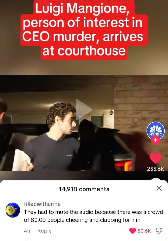 RVITeTRIY ETgleogIH person of interest in 01035 1V o ST METIVEES at courthouse O They had to mute the audio because there was a crowd of 8000 people cheering and clapping for him k F 506k O