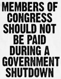 MEMBERS OF CONGRESS SHOULD NOT BE PAID DURING A GOVERNMENT SHUTDOWN