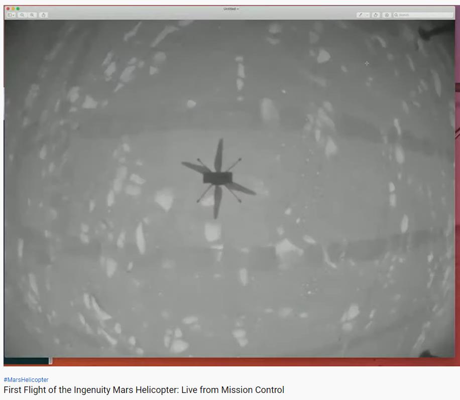First Flight of the Ingenuity Mars Helicopter Live from Missi