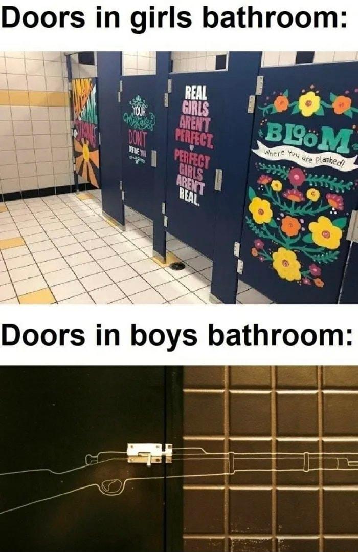 Doors in girls bathroom