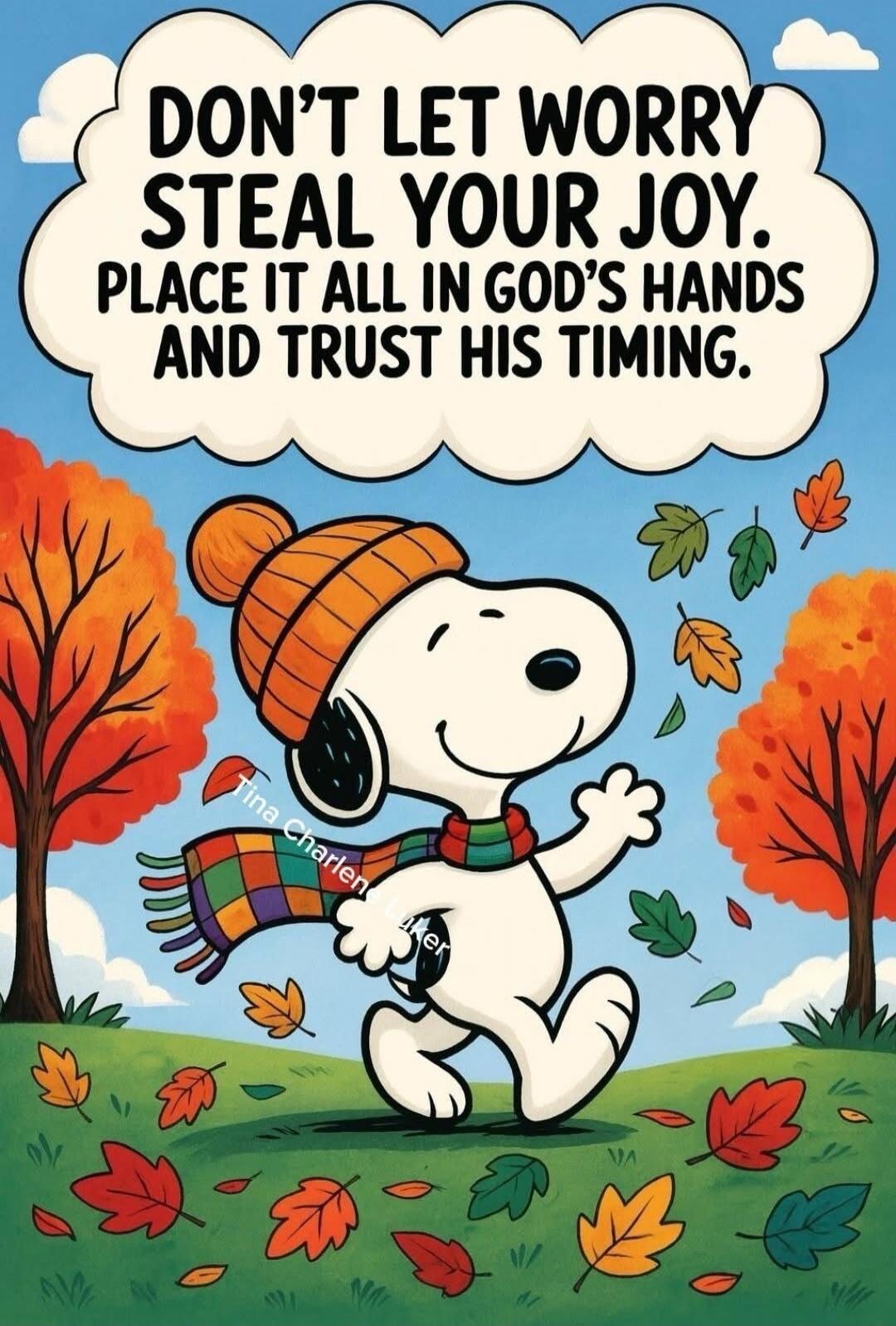 DON'T LET WORRY STEAL YOUR JOY. PLACE IT ALL IN GOD'S HANDS AND TRUST HIS TIMING.