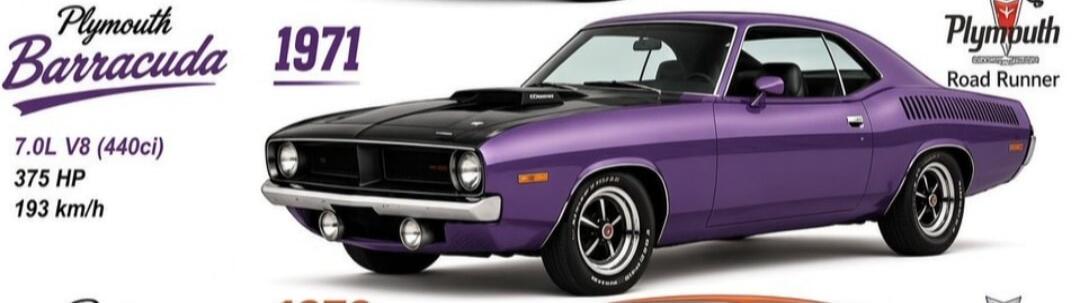 Plymouth Barracuda 1971 7.0L V8 (440ci) 375 HP 193 km/h Plymouth Road Runner
