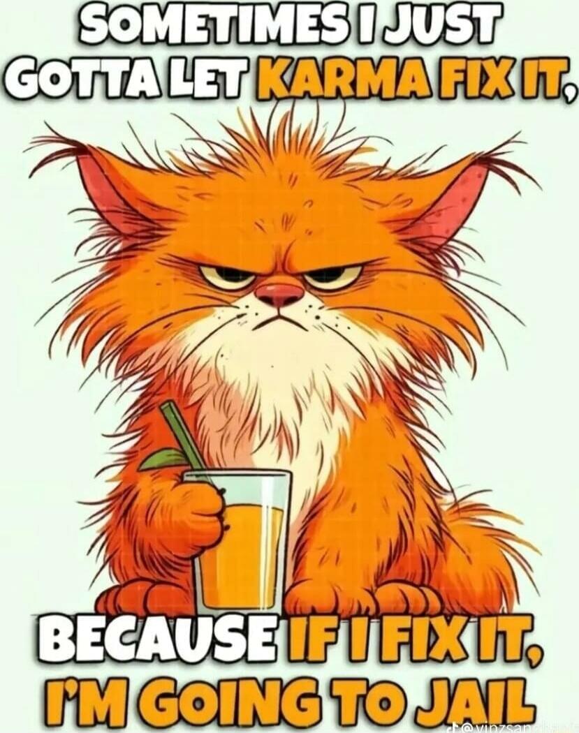Sometimes I just gotta let karma fix it, because if I fix it, I'm going to jail