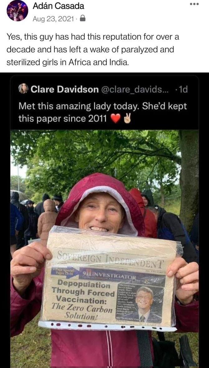 Adan Casada a this guy d this ade and h awa sterilized girls in Africa and Indi Clare Davidson V EIRGIEEET Evaly ETe VR T EVARS p ToYe TT this paper since 2011 Depopuiation Through Forced Vaccination r0 Carbon olution