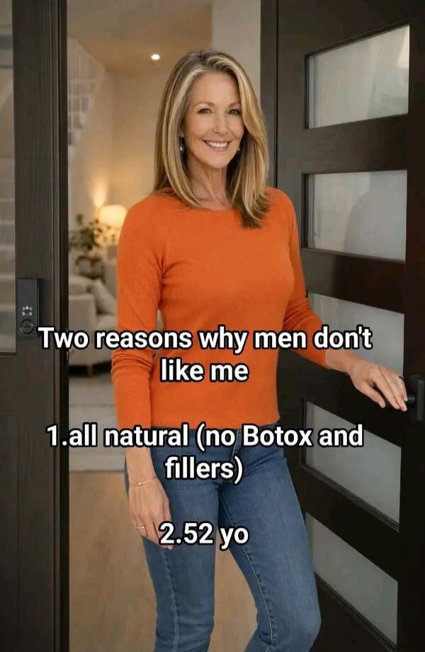 Two reasons why men don't like me 1. all natural (no Botox and fillers) 2. 52 yo