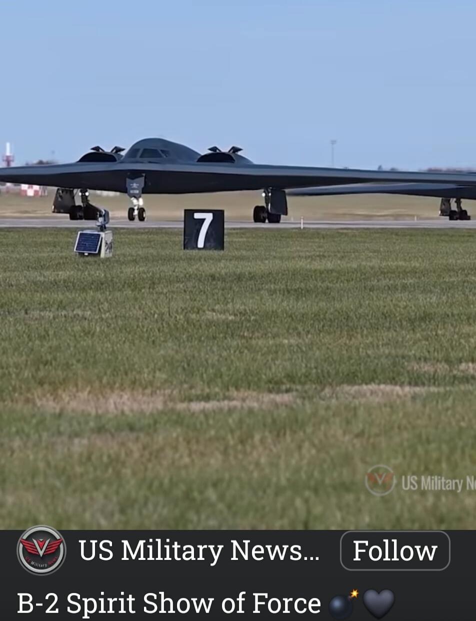 US Military News... Follow B-2 Spirit Show of Force 💣🖤