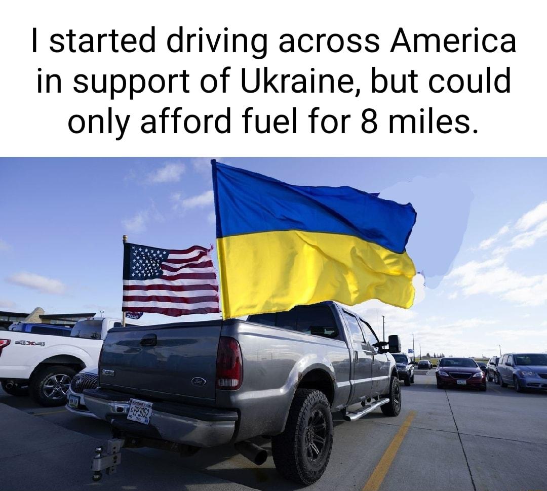 started driving across America in support of Ukraine but could only afford fuel for 8 miles