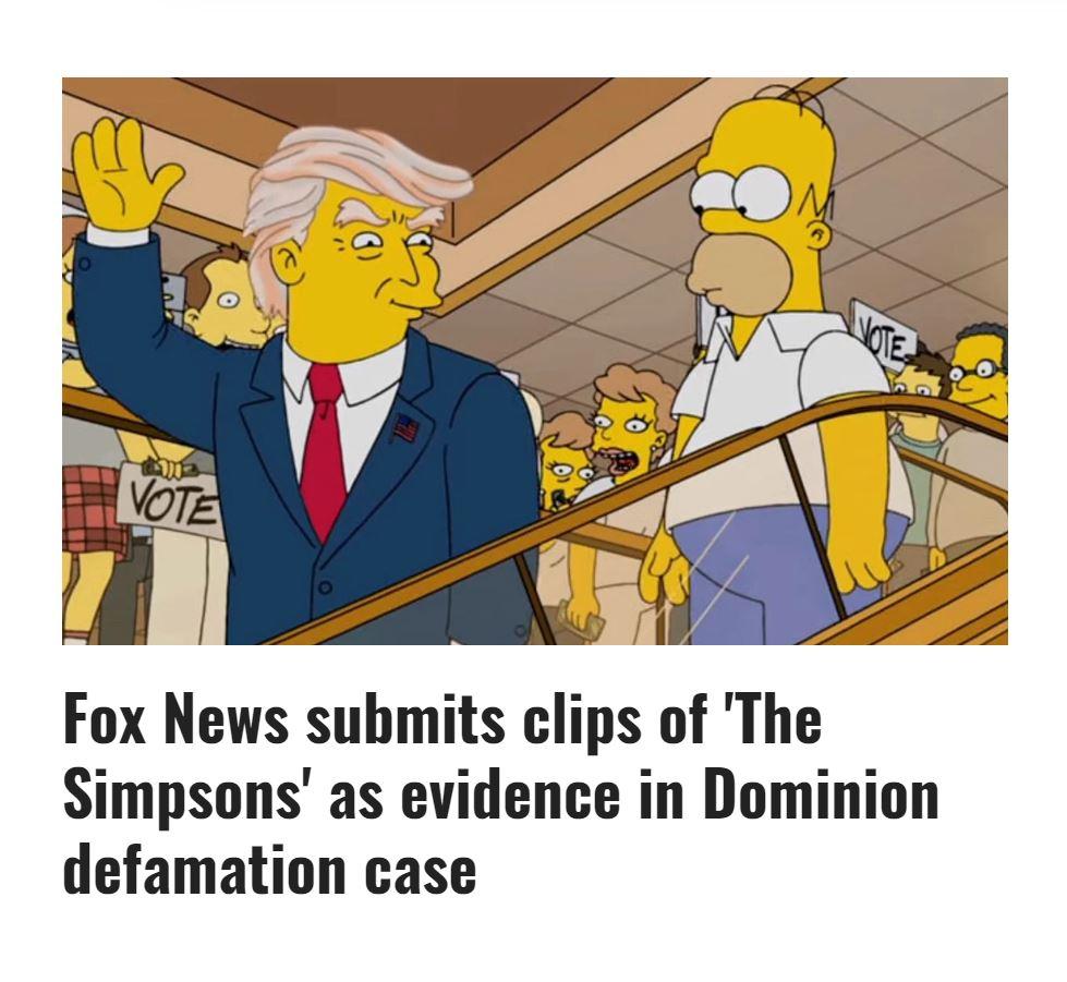 Fox News submits clips of The Simpsons as evidence in Dominion defamation case