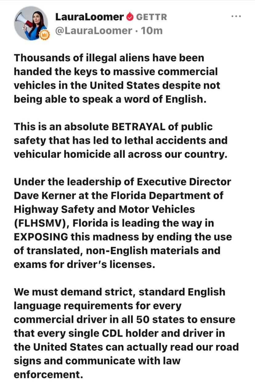 Thousands of illegal aliens have been handed the keys to massive commercial vehicles in the United States despite not being able to speak a word of English.

This is an absolute BETRAYAL of public safety that has led to lethal accidents and vehicular homicide all across our country.

Under the leadership of Executive Director Dave Kerner at the Flo