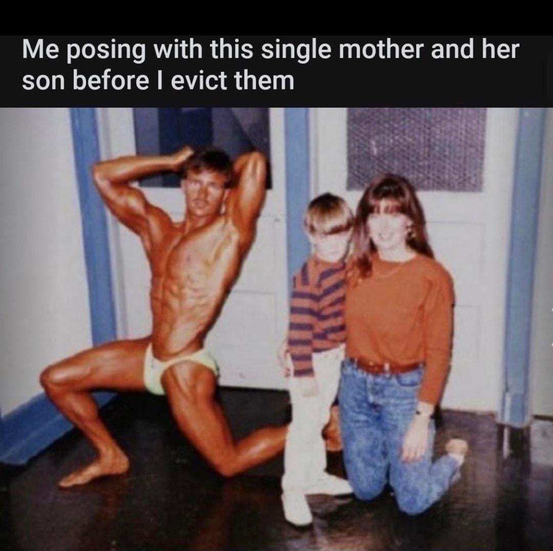 Me posing with this single mother and her son before evict them