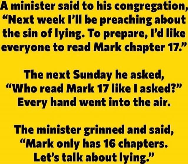 A minister said to his congregation, 