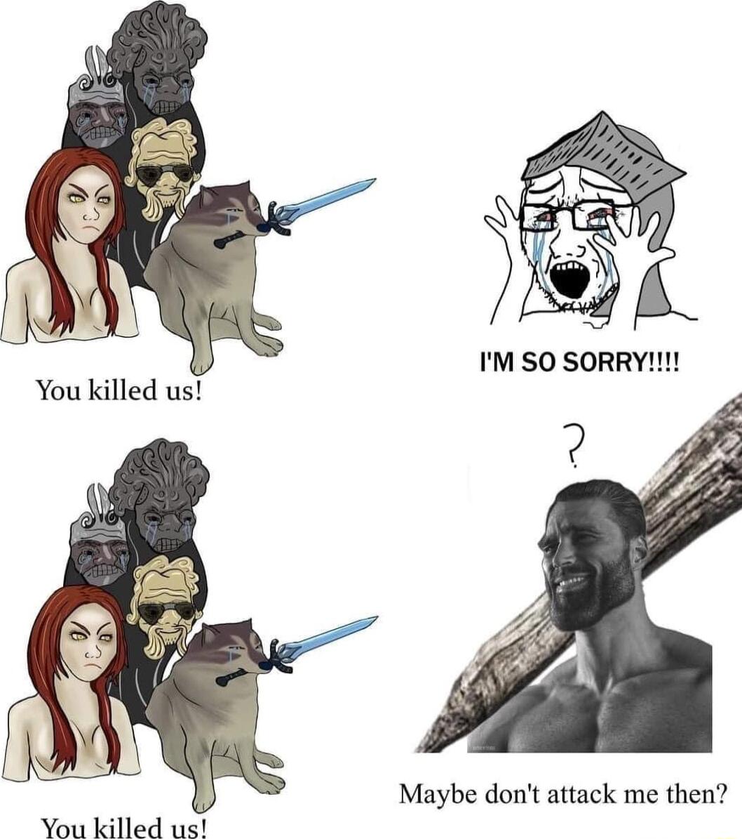 You killed us IM SO SORRY Maybe dont attack me then You killed us